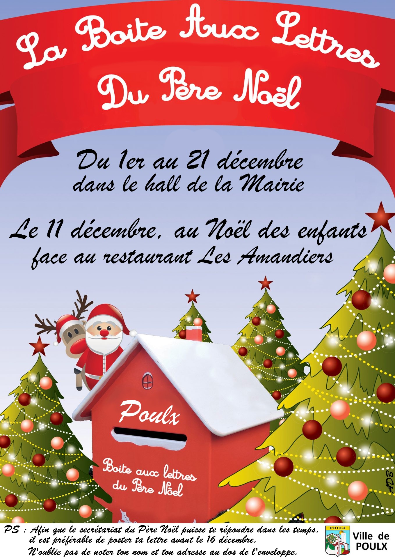 LA BOITE AUX LETTRES DU PERE NOEL ARRIVE A POULX ! Mairie de Poulx